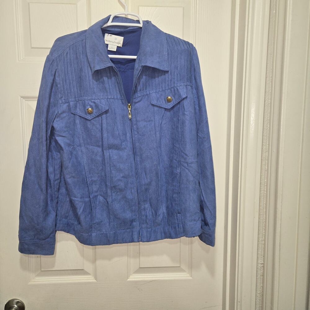 Draper’s & Damon’s Faux Suede Zip Jacket Denim Blue Large